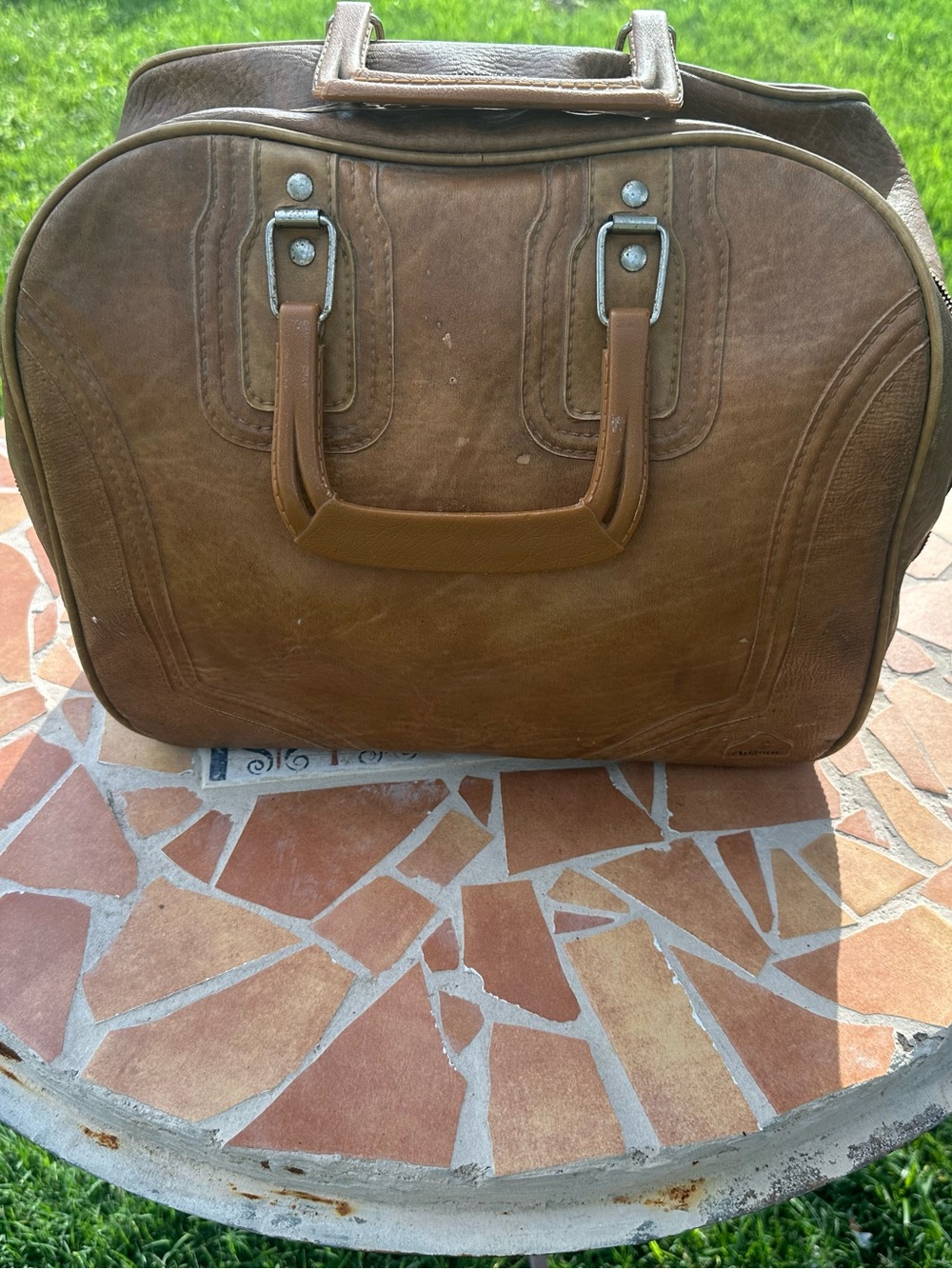 Vintage 70s Bowling Bag / Retro MCM Tombstone Purse Totes